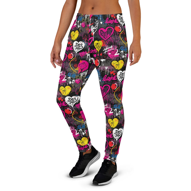 Pantalones deportivos con grafiti Love Rebel para mujer