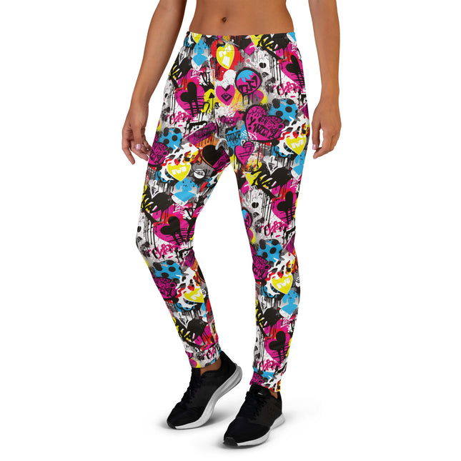 Magenta Hearts Graffiti Joggers