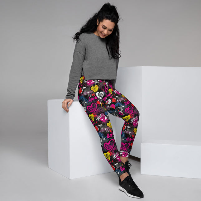 Pantalones deportivos con grafiti Love Rebel para mujer