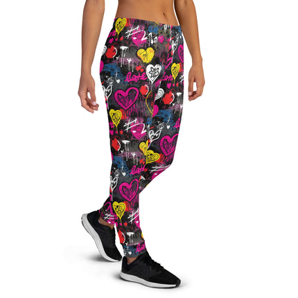 Pantalones deportivos con grafiti Love Rebel para mujer