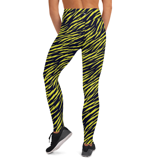 Yellow Tiger Stripe High-Waisted Leggings