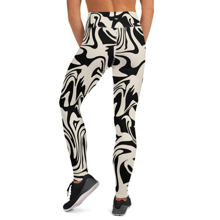 Leggings de cintura alta con diseño abstracto de líquido negro