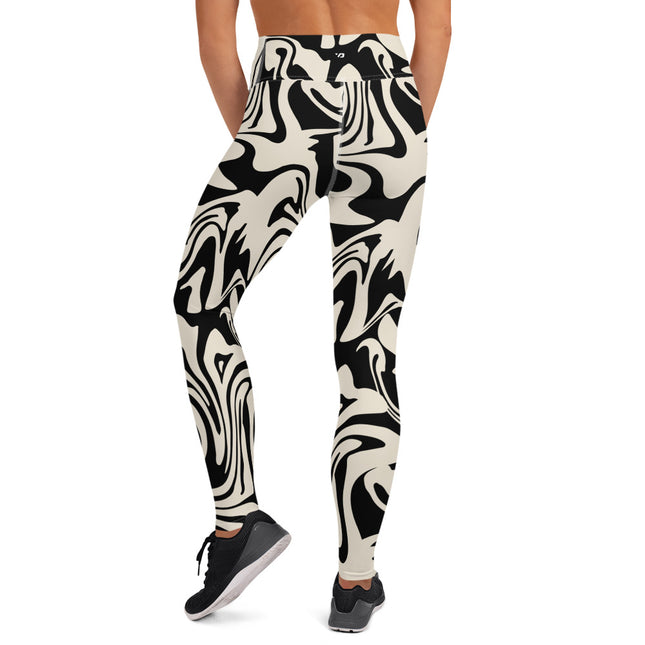 Black Abstract Liquid High-Waisted Leggings