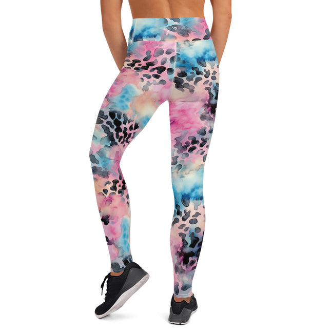 Blue Cotton Candy Leopard High-Waisted Leggings