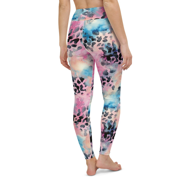 Blue Cotton Candy Leopard High-Waisted Leggings