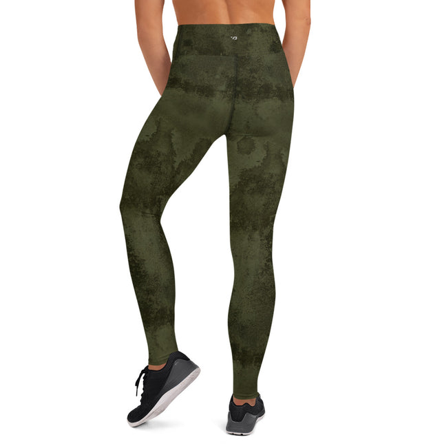 Forest Green Grunge High-Waisted Leggings