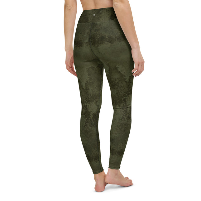 Forest Green Grunge High-Waisted Leggings