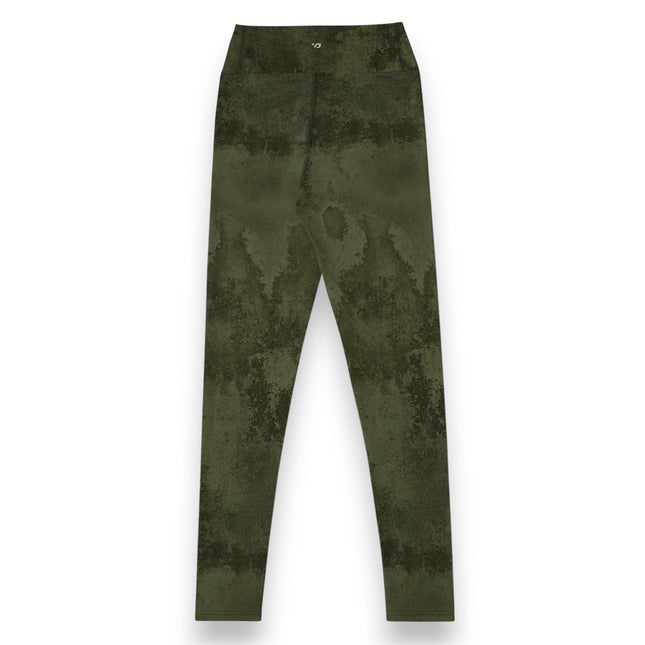 Forest Green Grunge High-Waisted Leggings