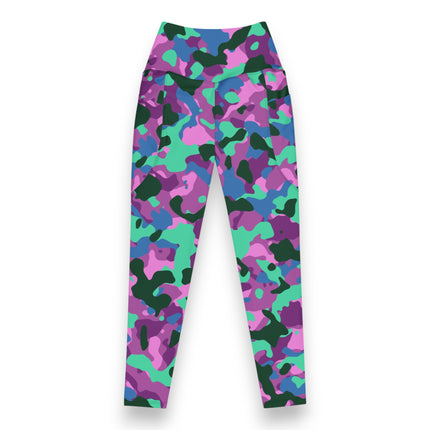 Mystic Mint Camo High-Waisted Leggings (Pockets)