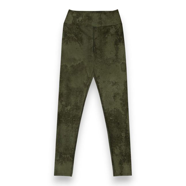 Forest Green Grunge High-Waisted Leggings