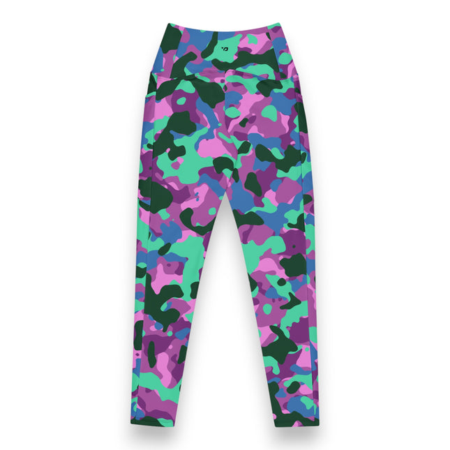 Mystic Mint Camo High-Waisted Leggings (Pockets)