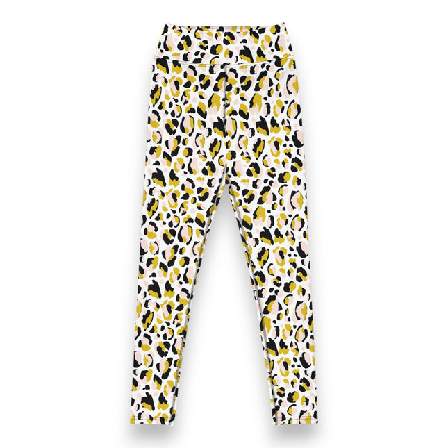 Leggings de cintura alta con estampado de leopardo dorado