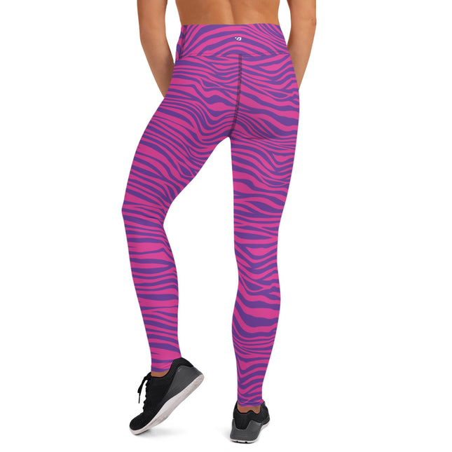 Hot Pink Stripes High-Waisted Leggings