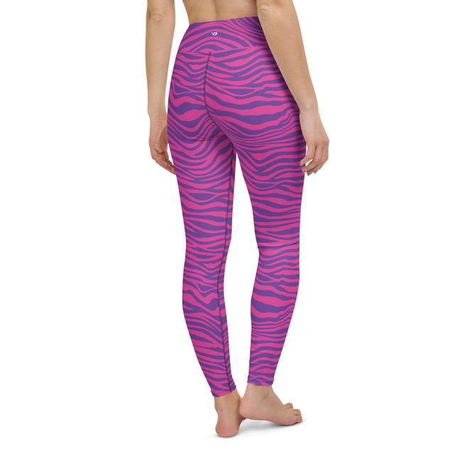 Hot Pink Stripes High-Waisted Leggings