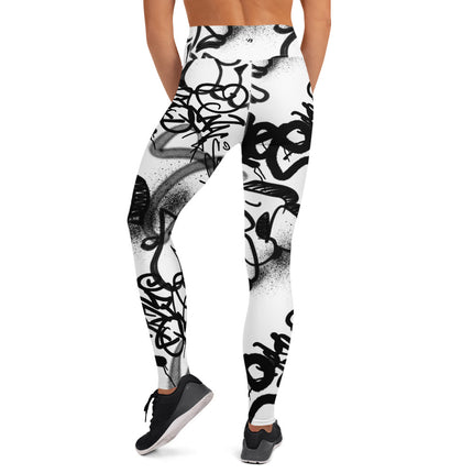 Leggings de cintura alta con grafiti monocromático