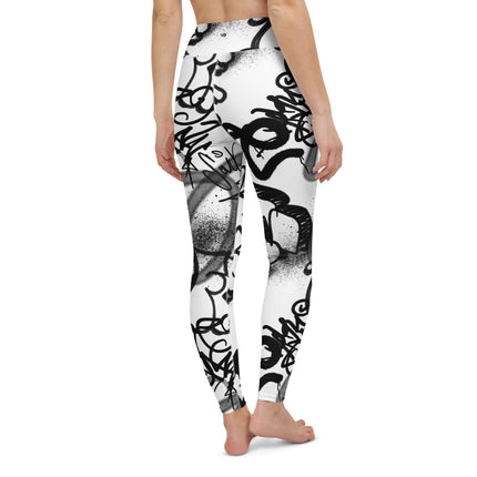 Leggings de cintura alta con grafiti monocromático