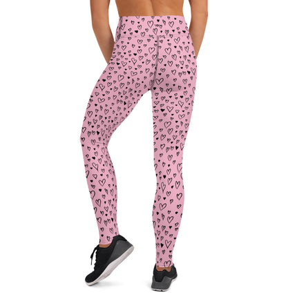 Leggings de cintura alta con corazón grunge en color rosa