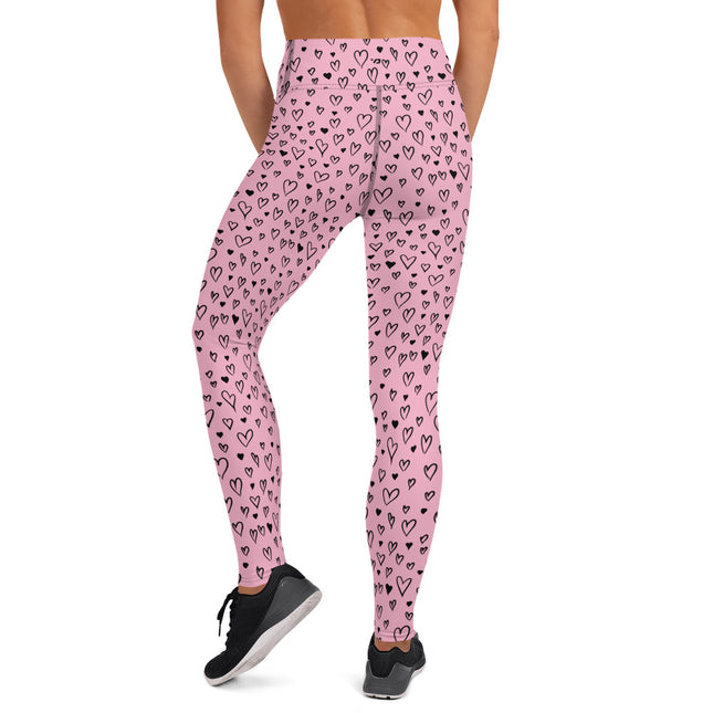 Pink Grunge Heart High-Waisted Leggings