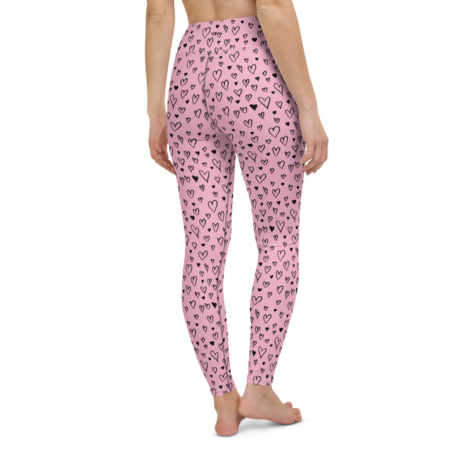 Pink Grunge Heart High-Waisted Leggings