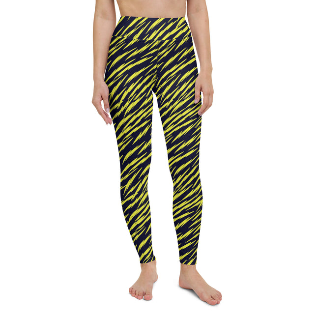 Yellow Tiger Stripe High-Waisted Leggings