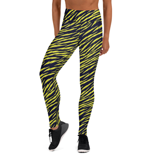 Yellow Tiger Stripe High-Waisted Leggings