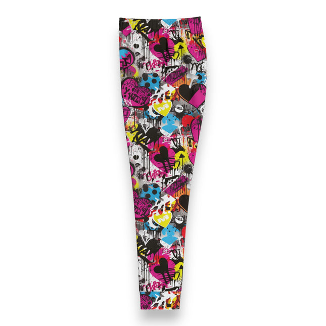 Magenta Hearts Graffiti Joggers