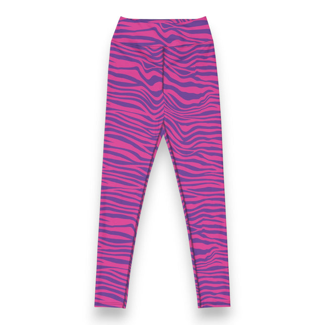 Hot Pink Stripes High-Waisted Leggings