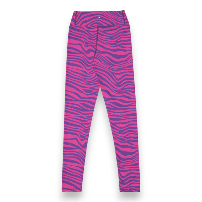 Hot Pink Stripes High-Waisted Leggings