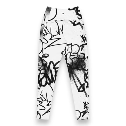 Urban Noir Graffiti High-Waisted Leggings (Pockets)