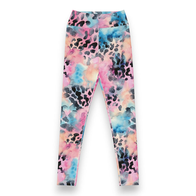 Leggings de cintura alta con estampado de leopardo y algodón de azúcar azul