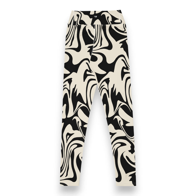 Black Abstract Liquid High-Waisted Leggings