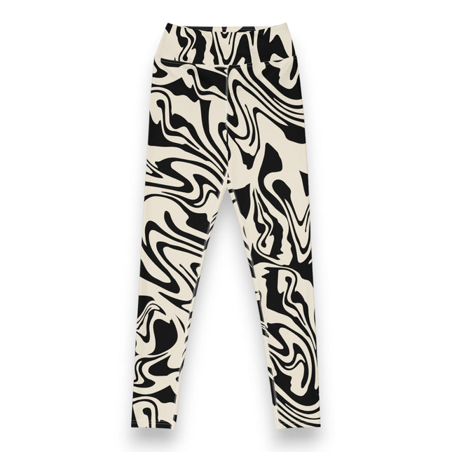 Black Abstract Liquid High-Waisted Leggings