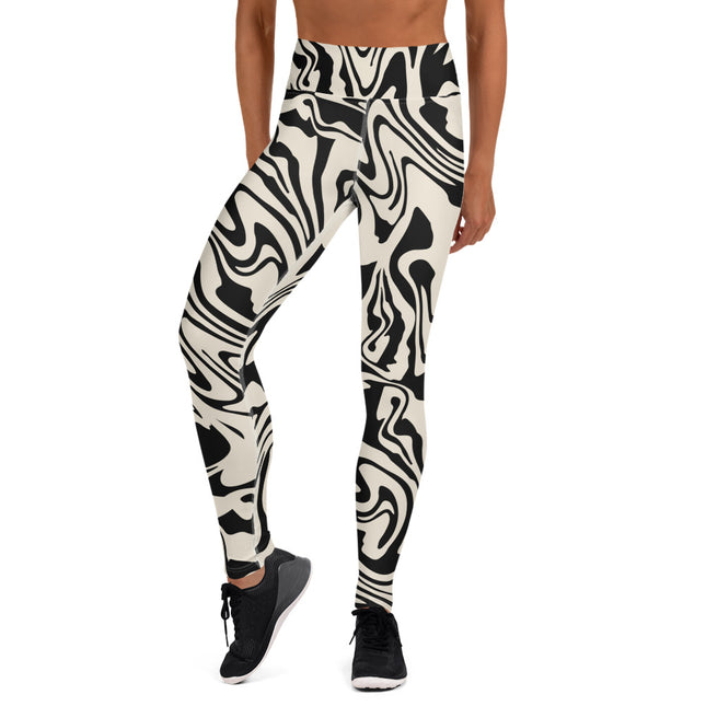 Black Abstract Liquid High-Waisted Leggings