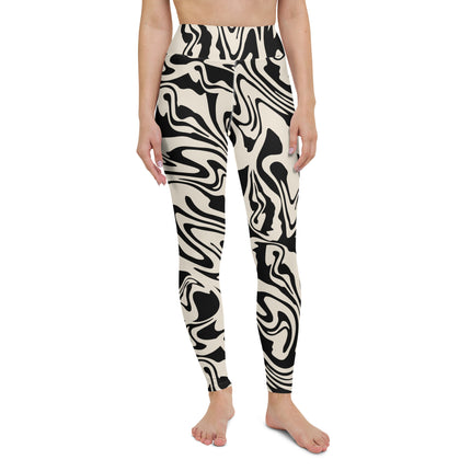 Leggings de cintura alta con diseño abstracto de líquido negro