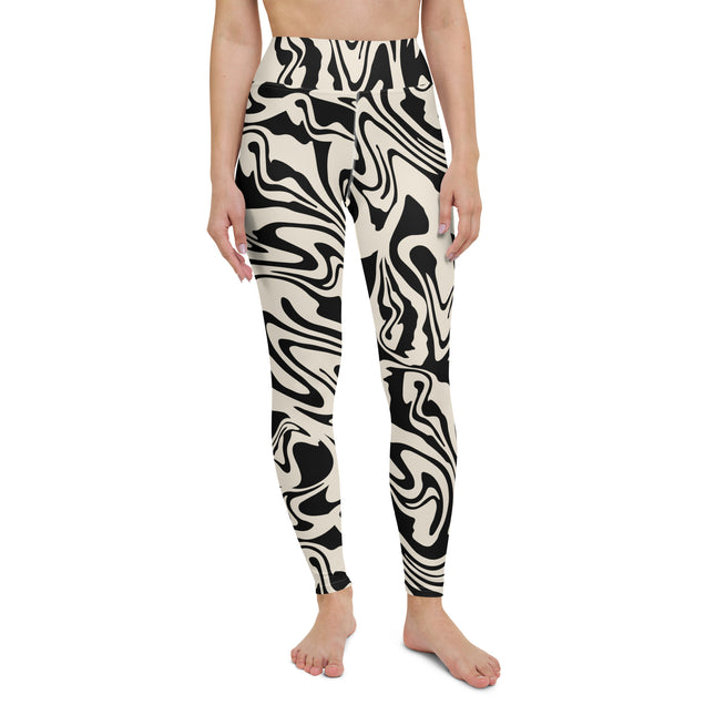 Black Abstract Liquid High-Waisted Leggings