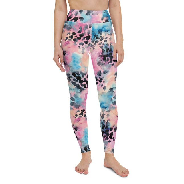 Blue Cotton Candy Leopard High-Waisted Leggings