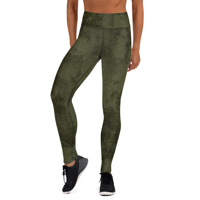 Forest Green Grunge High-Waisted Leggings