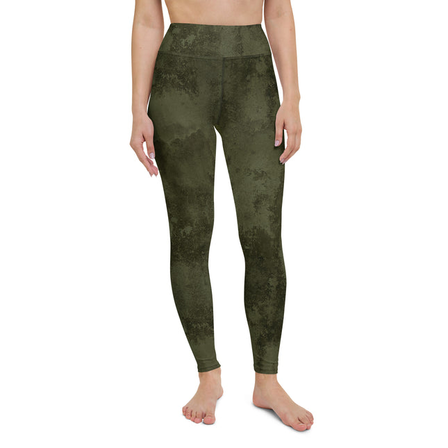 Forest Green Grunge High-Waisted Leggings