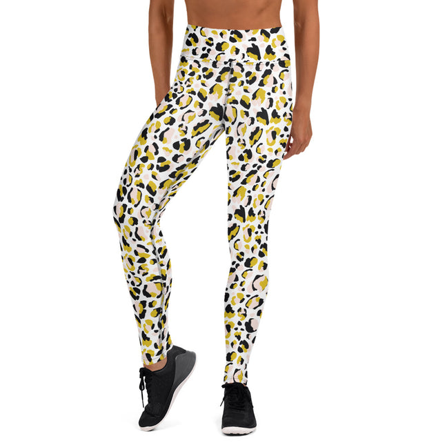 Leggings de cintura alta con estampado de leopardo dorado