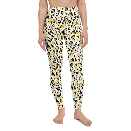 Leggings de cintura alta con estampado de leopardo dorado