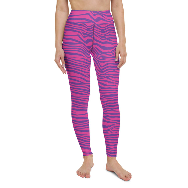 Hot Pink Stripes High-Waisted Leggings