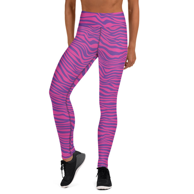 Hot Pink Stripes High-Waisted Leggings