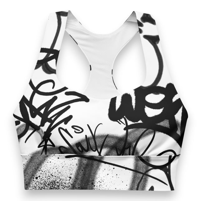 Monochrome Graffiti Longline Sports Bra