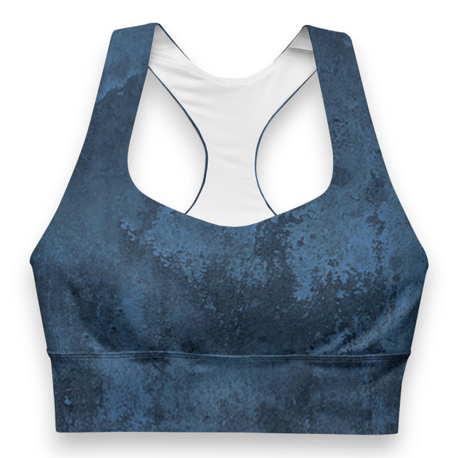 Navy Grunge Longline Sports Bra