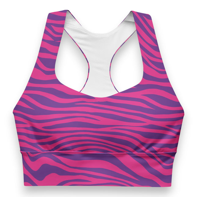 Hot Pink Stripes Longline Sports Bra