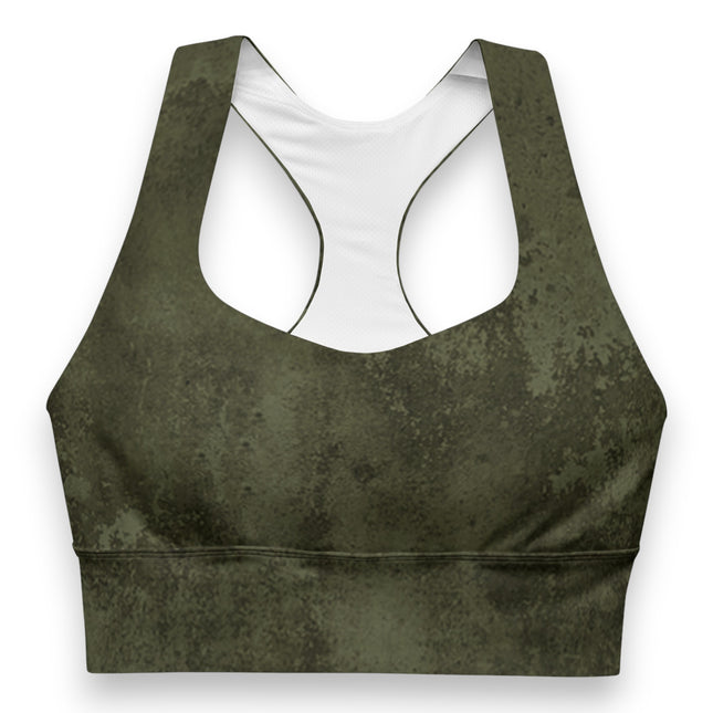 Forest Green Grunge Longline Sports Bra