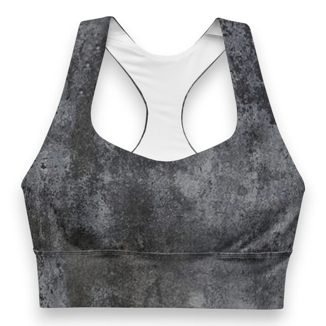 Charcoal Grunge Longline Sports Bra