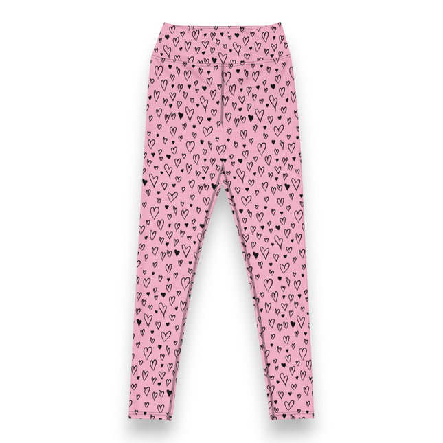 Leggings de cintura alta con corazón grunge en color rosa