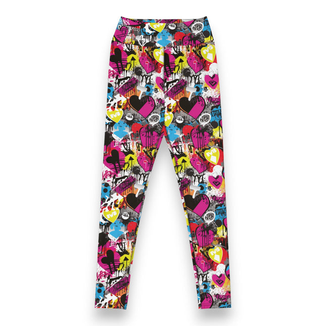 Magenta Hearts Graffiti High-Waisted Leggings