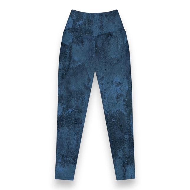 Navy Grunge High-Waisted Leggings (Pockets)